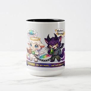 Taza Bicolor Gemelos divertidos del zodiaco Géminis - Oveja Áng