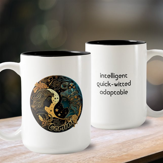 Taza Bicolor Gemini Gold y Black Watercolor Zodiac (Subido por el creador)