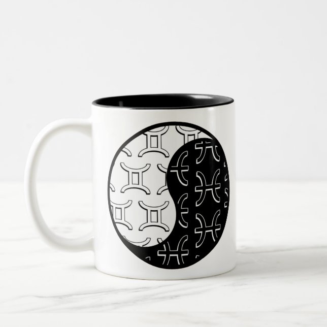 Taza Bicolor Gemini Pisces yin yang zodiac (Izquierda)