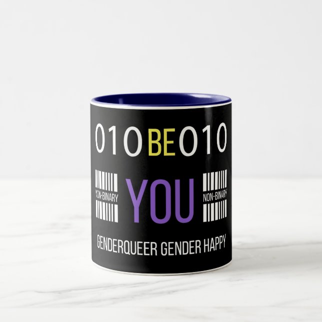 Taza Bicolor Género no binario feliz (Centro)