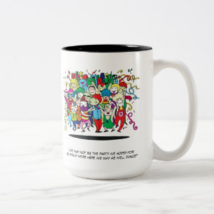 Taza Bicolor gente de fiesta ilustrada