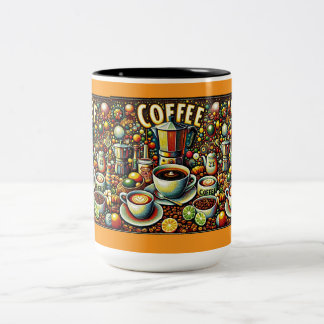 Taza Bicolor Geometric Coffee Design Mug