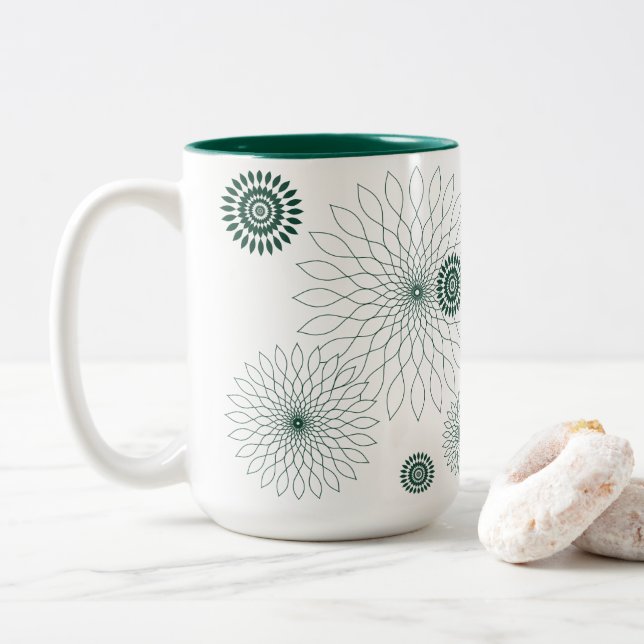 Taza Bicolor Geometric Flower〜グリーン〜 (Con donut)