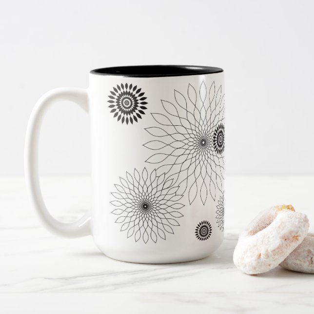Taza Bicolor Geometric Flower〜ブラック〜 (Con donut)