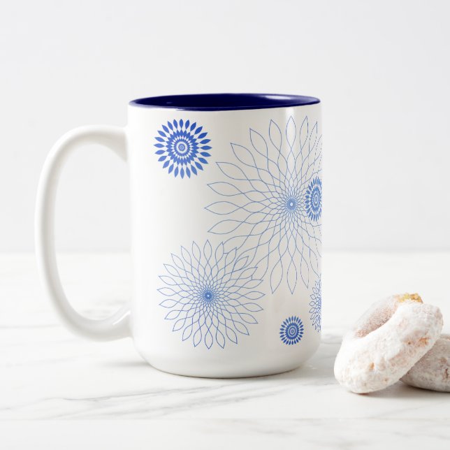 Taza Bicolor Geometric Flower〜ブルー〜 (Con donut)