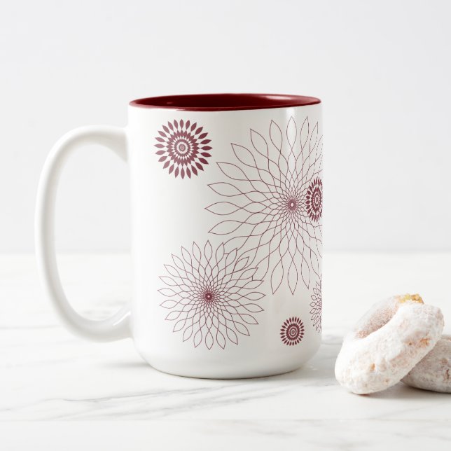 Taza Bicolor Geometric Flower〜マルーン〜 (Con donut)