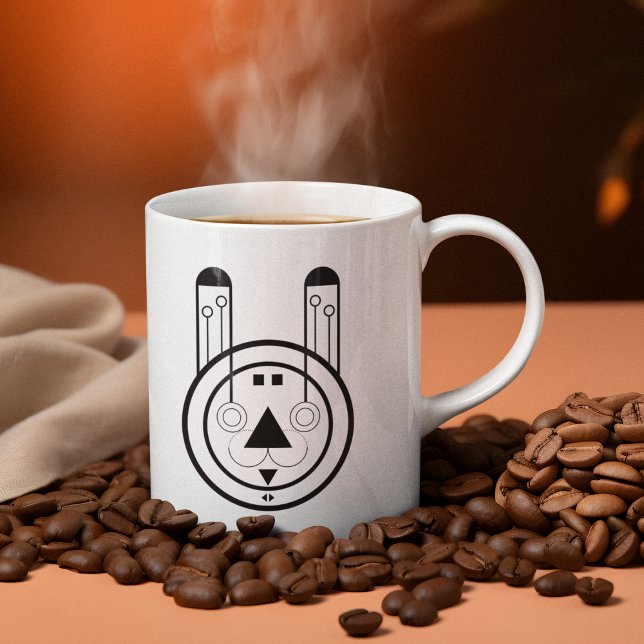 Taza Bicolor Geometric Usagi Rabbit Zodiac (Sip your sign - the Usagi Rabbit mug brings bold zodiac energy to your daily brew.)