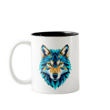Geometric Wolf Head – Neon Blue Low Poly Animal Ar
