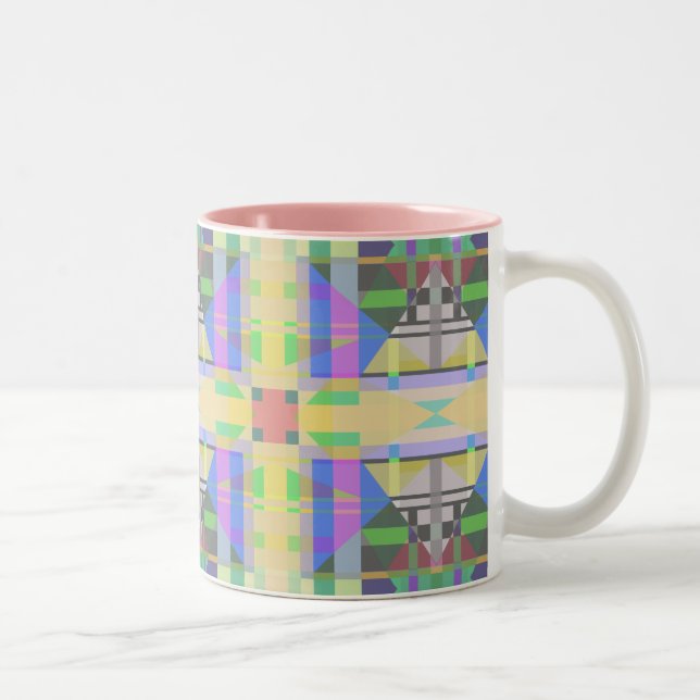 Taza Bicolor Geométrica de púrpura azul verde amarillo (Derecha)