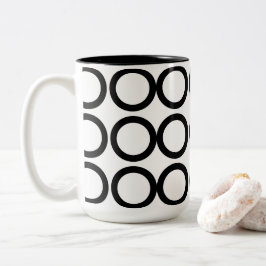Taza Bicolor Geométrica del círculo blanco y negro