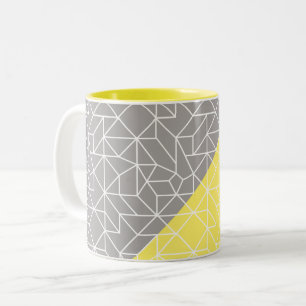 Taza Bicolor Geométrico Gris y Amarillo Dos Tones Mug