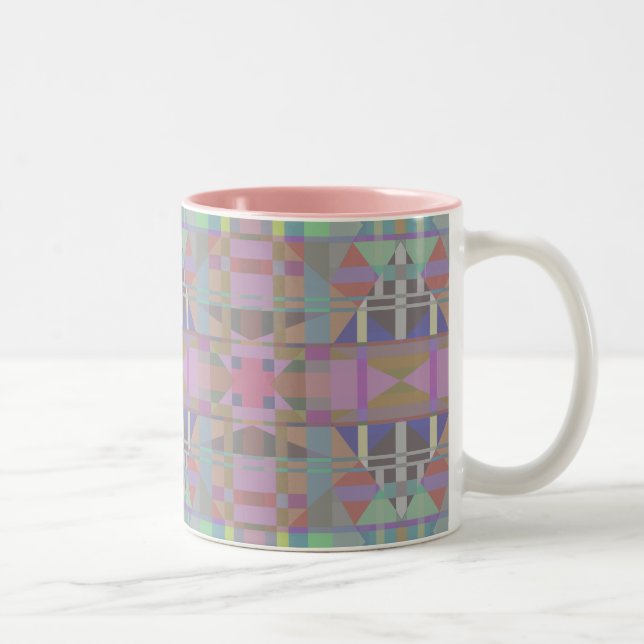 Taza Bicolor Geométrico rosa púrpura verde (Derecha)