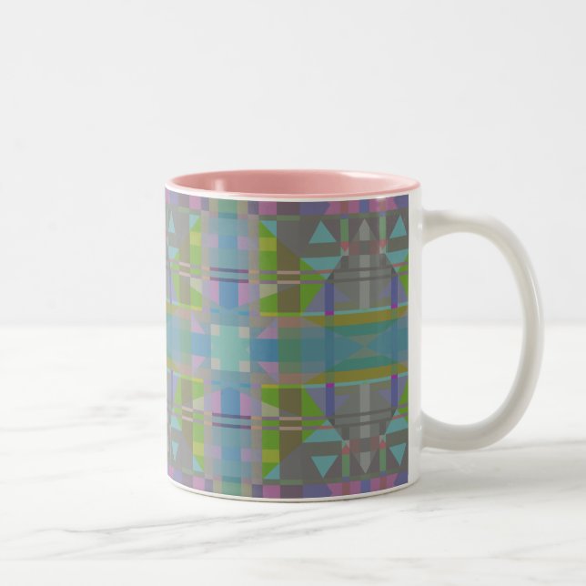 Taza Bicolor Geométrico verde azul púrpura (Derecha)