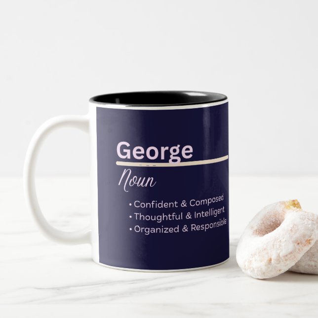 Taza Bicolor George Boy Personalized Name Definition (Con donut)