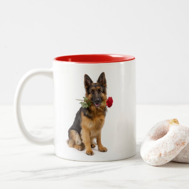 Taza Bicolor German Shepherd Love (Con donut)