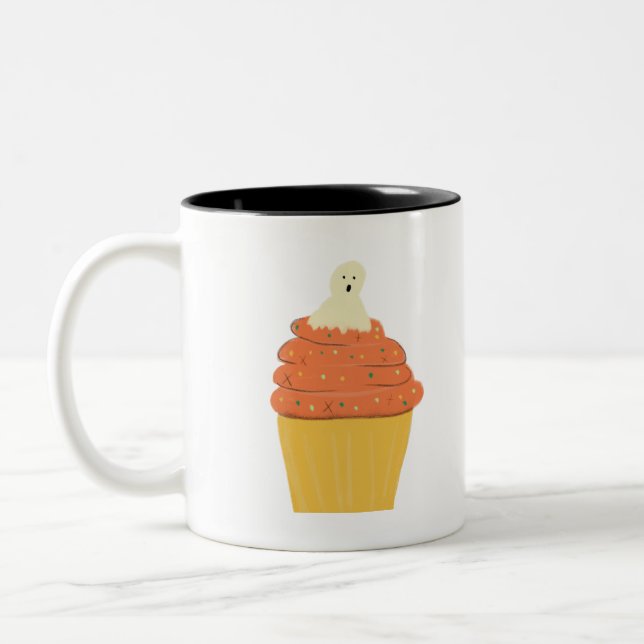 Taza Bicolor Ghost Moderno Calabaza Frosting Cupcake Halloween (Izquierda)