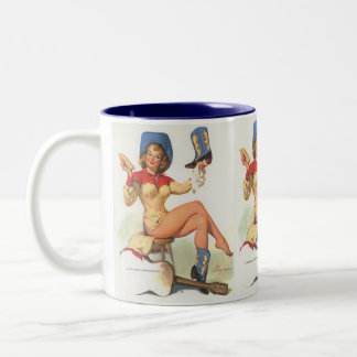 Taza Bicolor Gil Elvgren ♡ Vintage pin up chica ♡