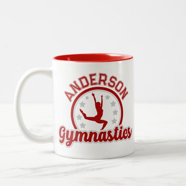 Taza Bicolor Gimnasia AÑADIR NOMBRE Gimnast Vault Floter Atlete (Izquierda)