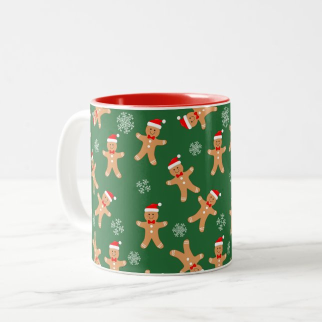 Taza Bicolor Gingerbread Cookies Christmas Green Mug Cup (Anverso izquierdo)