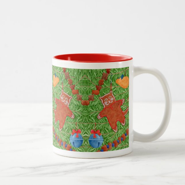 Taza Bicolor GINGERBREAD KITTY Mug de dos tonos rojos (Derecha)