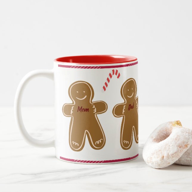 Taza Bicolor Gingerbread Man Personaliza el Día de Familia (Con donut)