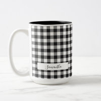 Gingham Mom personalizada Plaid Black White