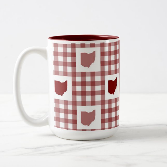Taza Bicolor Gingham Rojo de Ohio (Izquierda)