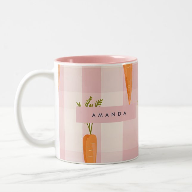 Taza Bicolor Gingham sinusal personalizada (Izquierda)