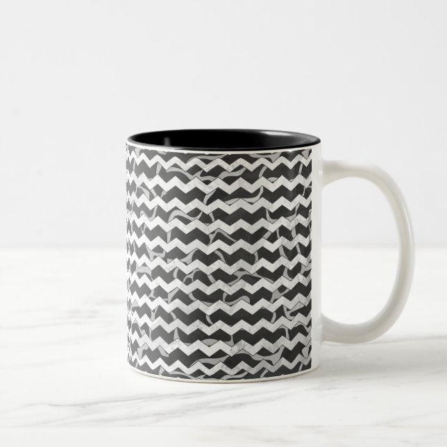 Taza Bicolor Giraffe Patrón de Chevron negro y gris (Derecha)