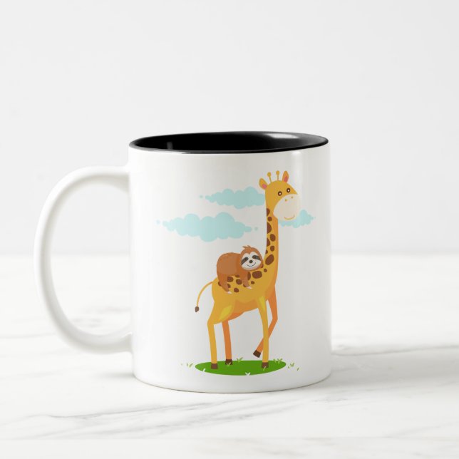 Taza Bicolor Giraffe Sloth Gracioso Regalo Para Los Niños (Izquierda)
