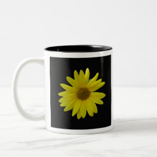 Taza Bicolor Girasol amarillo en fondo negro