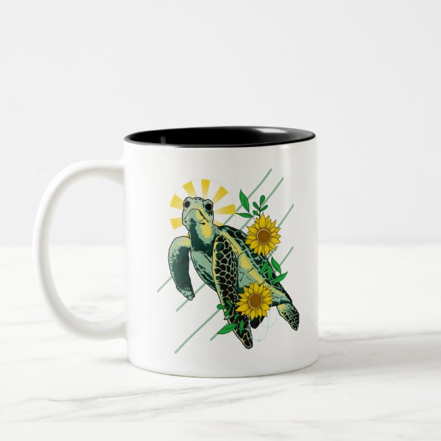 Taza Bicolor Girasol de tortuga marina divino (Izquierda)