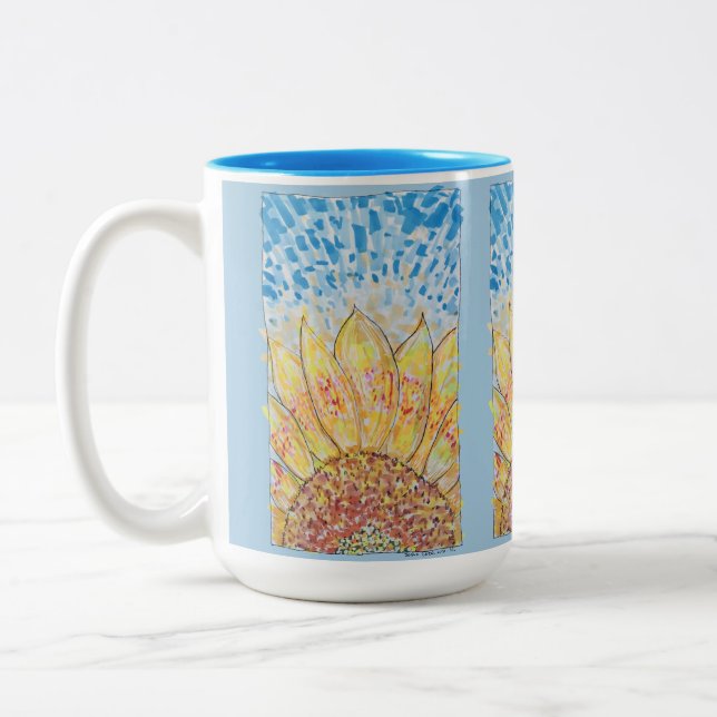 Taza Bicolor Girasol Flor Radiante (Izquierda)
