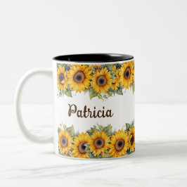 Taza Bicolor Girasol moderno | Diseño floral amarillo brillante