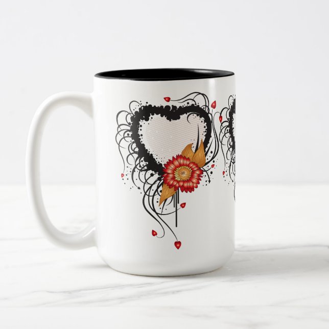 Taza Bicolor Girasol negro de corazón (Izquierda)