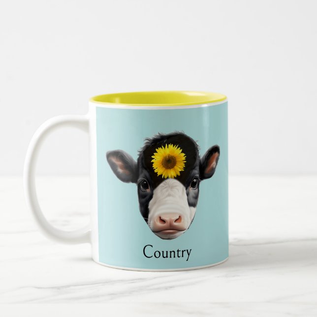 Taza Bicolor Girasol y Cara de Vaca (Izquierda)