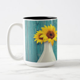 Taza Bicolor Girasoles en un jarrón