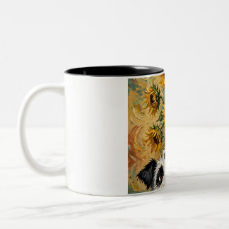 Taza Bicolor Girasoles Perro Junto al Jarrón Arte