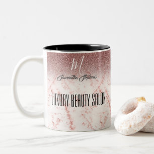 Taza Bicolor Girly Pinky Purpurinoso Salón de Belleza de Lujo