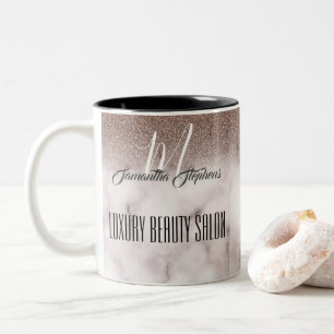 Taza Bicolor Girly Purple Marble Purpurinoso Salón de belleza d