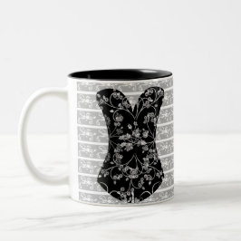 Taza Bicolor Girly Time Corset Black Lace 11 oz dos tonos Mug