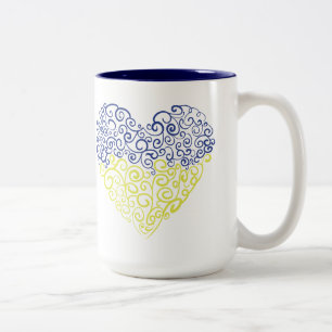 Taza Bicolor Giro espiral mehandi corazón Colores de la bandera