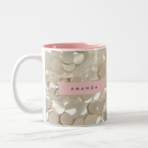 Taza Bicolor Glamour de lentejuelas doradas elegante personaliz