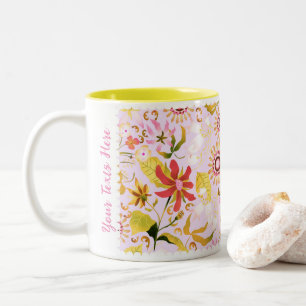 Taza Bicolor Glamour Floral Rosa de dos tonos café Mug