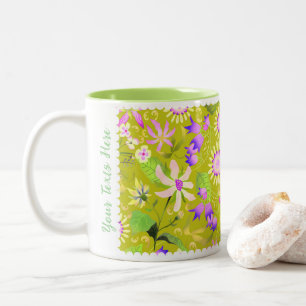 Taza Bicolor Glamour Floral Verde café de dos tonos Mug