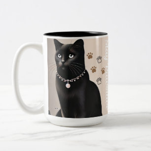 Taza Bicolor Glamour Paws Design mug gato negro
