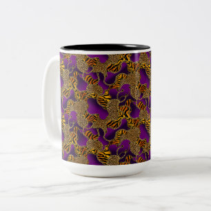Taza Bicolor Glamour Urbano con Estampado de Animales y Cadenas