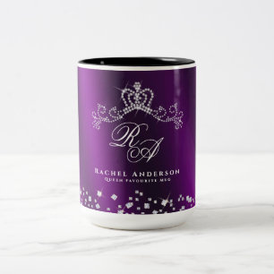Taza Bicolor Glittering Crown Monograma Magenta