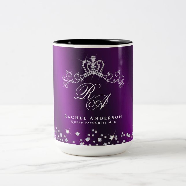 Taza Bicolor Glittering Crown Monograma Magenta (Centro)