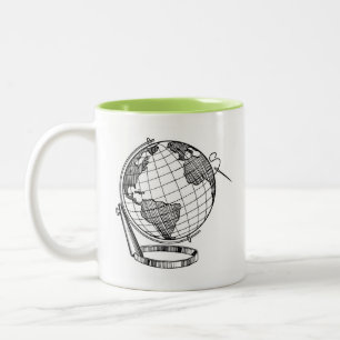 Taza Bicolor Globe ecuador bordado de coser